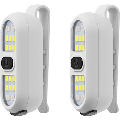 Lampe torche à pince, blanche, 5,82,22,3 cm, lot de 2, lampe pour coureur/cycliste, marche nocturne, rechargeable, lampe de sécurité, portable. (1/5)