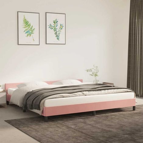 Lit adulte Contemporain avec tête de lit  Cadre de lit Rose 200x200 cm Velours 71087 (1/5)