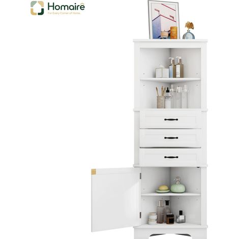 Flur- Garderobenschrank weiß aus MDF 57.7 x 46 x 167.5 cm HOMAIRE (1/5)