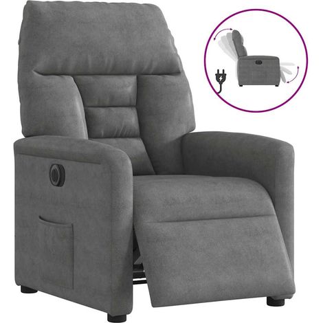Maison Exclusive - Poltrona Reclinabile Elettrica Grigio Scuro Tessuto Microfibra (1/5)