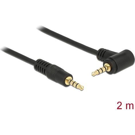 Kabel klinke 4 pin 3,5 mm stecker stecker gewinkelt iphone 2,0 m schwarz delock