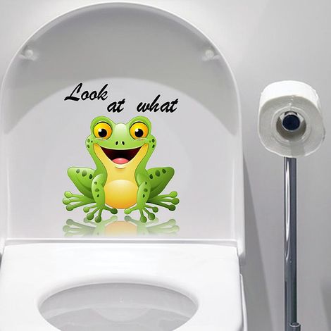 stickers Grenouille, Sticker Mural Drle Pour Wc, Salle De Bain, Cuisine, Pvc, 1 Couleur, Taille Unique (1/5)