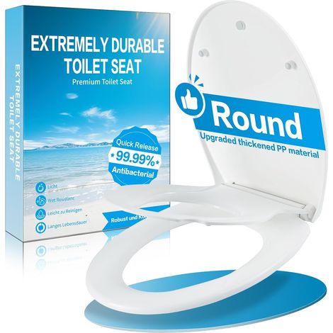 Abattant WC Forme O avec Réducteur Enfant Magnétique – Double Couvercle Antibactérien à Frein de Chute (1/5)