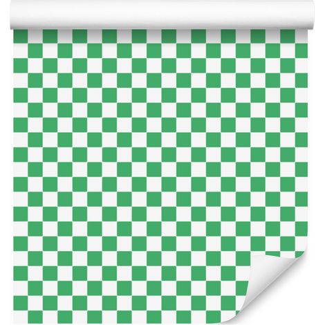 Papel pintado a cuadros color menta para salón y dormitorio, 50x1000 cm. (1/5)