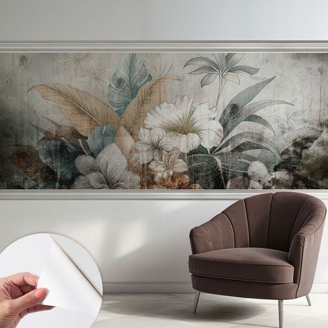 Papier peint adhésif autocollant pour salon chambre à coucher peint imprimé Installation facile Rêve floral 250x104 cm (1/5)