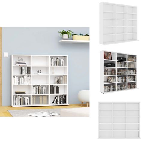 CD-Regal Weiß 102x23x89,5 cm Holzwerkstoff - CD Regal - Holzregale - Wohnzimmermöbel - Medienregal - Aufbewahrungsregale (1/5)