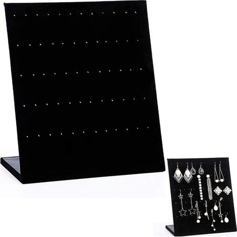 Schmuck- und Ohrringständer aus Samt mit 60 Löchern – Schwarz (1/5)
