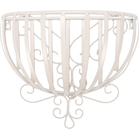 Panier de fleurs suspendu au mur en fer, paniers décoratifs Vintage peu encombrants pour l'extérieur blanc (1/5)