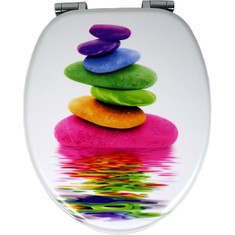 Sedile wc copri vater universale frizionato fantasia in mdf chiusura rallentata fantasia colors stone - confezione 1 (1/5)