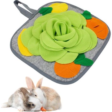 Schnüffelmatte für Kaninchen, 30x30 cm, waschbar, Futterpuzzle für Meerschweinchen, Frettchen und kleine Nagetiere, Futterspielmatte zur Gehirnst (1/5)