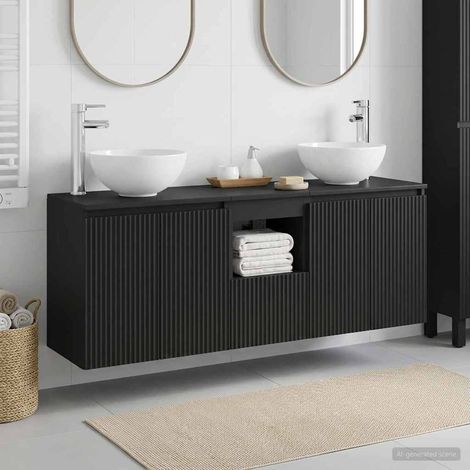 vidaXL Bathroom Cabinet Set 3 pcs Black 129 x 35 x 80 cm (1/5)
