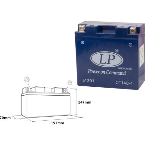Batteria al gel Landport 12V 12Ah 150x69x145 GT14B-4 senza manutenzione