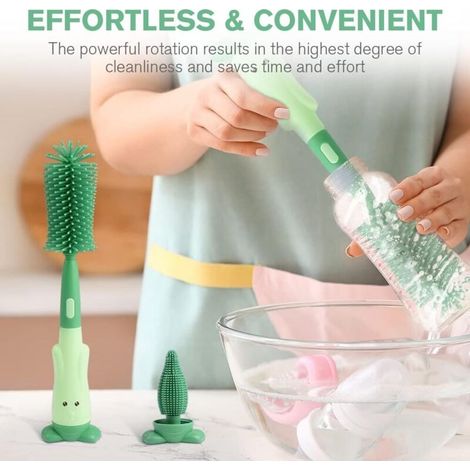 Goupillon Biberon Silicone,3 en 1 Nettoyage Biberon Brosse,Goupillon Biberon et Tétine pour Toutes Les Tailles de Biberons,sans BPA (1/5)