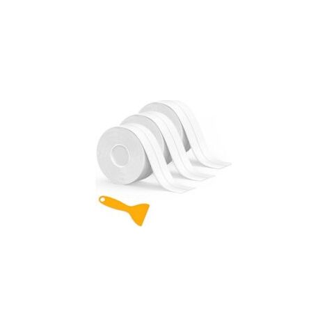 Sellador para baño, 3 rollos de cinta autoadhesiva de silicona blanca, sellador para bañera, cocina y más (320 x 3,8 cm) - Crezuo