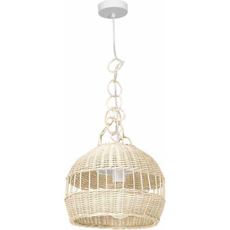 Suspension Milagro Vimini rotin crème/blanc Ø30 E27 (1/5)
