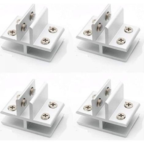 Set of 4 T-shaped glass clamps with glass support for fixing on 3 side panels, shower, tables, panels, 10-12 mm (1/5)