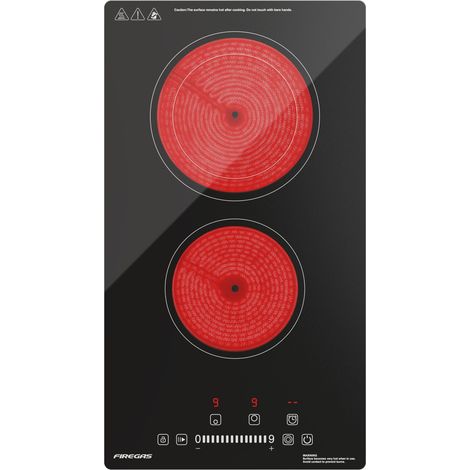 Piastra di cottura in vetroceramica nera - FIREGAS 2 fuochi 3400W L52cmP29cm (1/5)