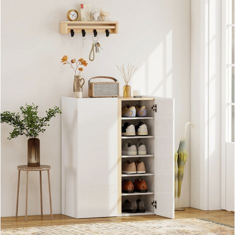 mobile contenitore scarpe 6 ripiani ampio bianco legno OKMYHOME (1/5)
