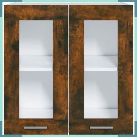 815120 Vitrine suspendue 'Lyon' Chêne fumé 60 x 31 x 60 cm Bois d'ingénierie (1/5)