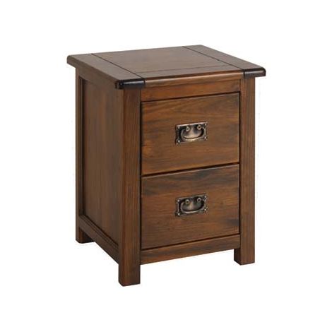 Boston 2 Drawer Bedside Cabinet - Pine - 45 x 40 x 55 cm - Dark Brown (1/5)