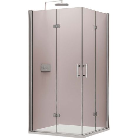 BERNSTEIN - Paroi de douche accès d'angle porte pliante, en verre NANO, EX213, 80x80x195cm, sans receveur de douche (1/5)