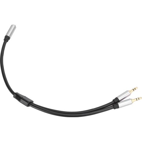 3,5-mm-Klinkenbuchse auf 2 Klinkenstecker Audiokabel, Stereo-Splitter für Auto, Fernseher, Verstärker, 0,3 m, silber (1/5)