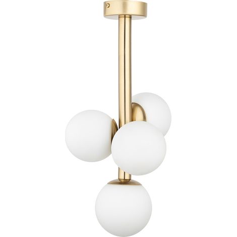 Plafonnier moderne doré 4 globes blancs Perla Lux G9 (1/2)