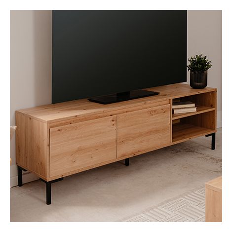 CALICOSY - Meuble TV 2 Abattants 2 Niches L150 cm - PLOCK (1/10)