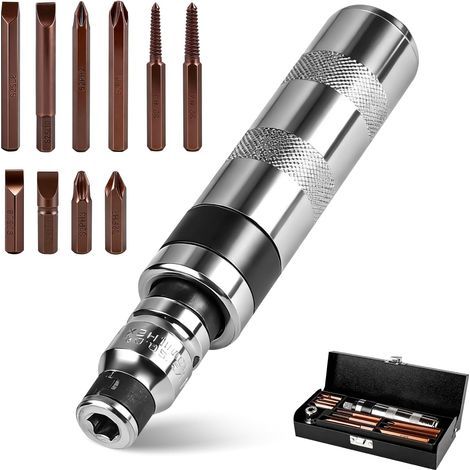12 pcs Tournevis à Frapper Professionnel 1/2, Tournevis a Cliquet avec Embout, Manual Impact Screwdriver, Tournevi à Choc Manuel pour Retirer les Vis et l'Entretien Automobile (1/4)