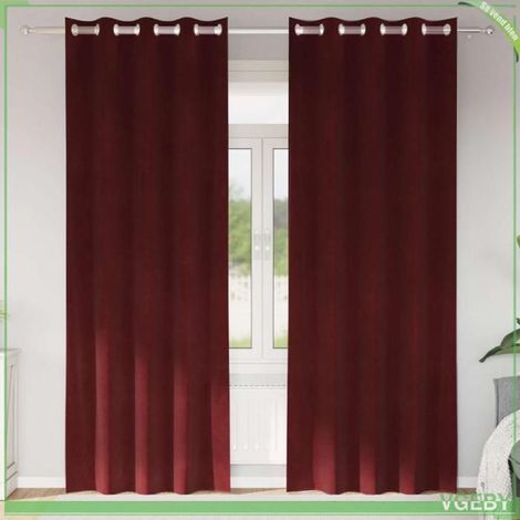 4107302 Rideaux occultants 2 pcs Bordeaux 140 x 260 cm Velours (1/5)