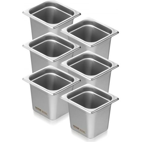 Bac Gastronorme GN 1/6 Lot de 6 Récipient Inox pour Bain-marie 0 (1/5)