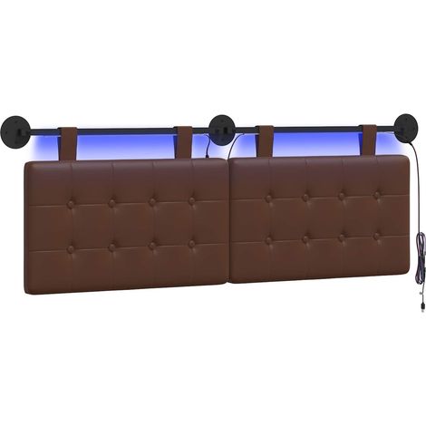 Testiera Testata del letto sospesa Con luce LED Marrone Similpelle (1/5)
