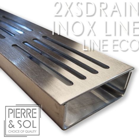 Caniveau Inox Hauteur 2,5 cm - 2XSDRAIN EASY Grille Inox Line - LINE ECO - Élément d'angle (1/2)
