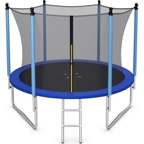 GOPLUS Trampoline Extérieur Ø 305 cm avec Filet de Sécurité, Échelle, Tapis de Protection à Ressort, Charge 80 kg, GS Certifié (1/5)
