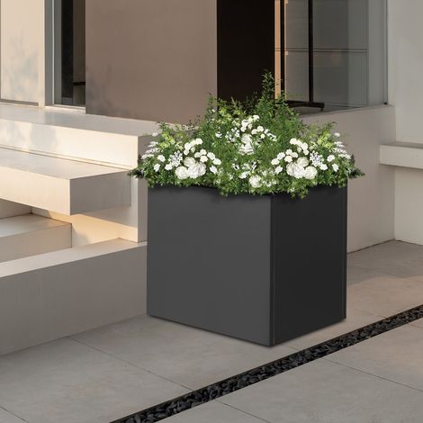 Jardinière carrée en métal 20 x 20 x 20 pouces, pour jardin, jardinière d'intérieur et d'extérieur, pot de culture, avec gants. (1/5)