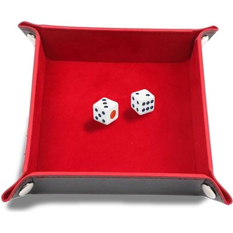 Plateau à dés – Simili cuir rouge – Accessoire de jeu – Piste à dés – Rangement (1/5)