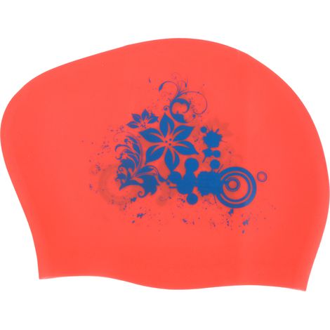 Bonnet de bain en silicone pour cheveux longs, design moderne et unisexe (Rouge)