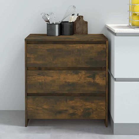 Aparador madera contrachapada color roble ahumado 70x41x75 cm (1/4)