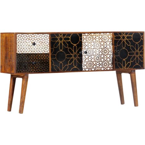Buffet 3 portes 2 tiroirs manguier massif foncé Roman (1/5)