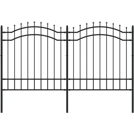 Clôture de jardin avec dessus en forme de lance, noire, 239 x 125 cm, acier revêtu par poudre CFW839518 (1/5)