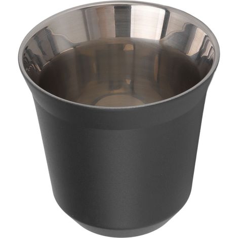 Mug isotherme en acier inoxydable 304 à double paroi, noir, 80 ml, idéal pour la maison et le camping.