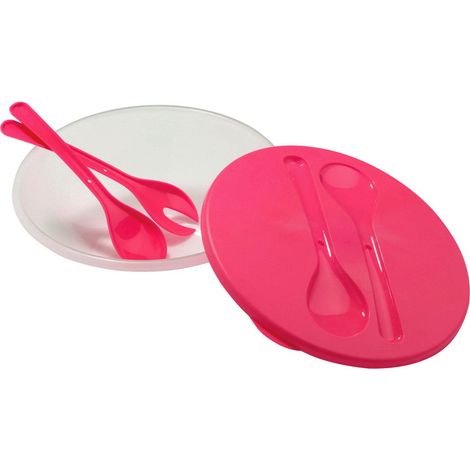 Interiors by Premier Durably Constructed Salad Container With Pink Lid, Convenient Storage Box With Lid, Versatile Plastic box (1/3)