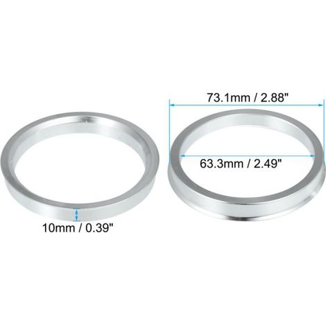 Bague de moyeu de roue 4 Pcs Bague de Centrage Jante 73.1mm à 63.3mm Universel Voiture Hub Centrique Anneaux Argenté (1/5)
