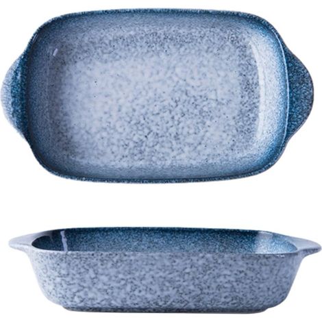 2pcs Plat à Four en Céramique 24cm avec Poignées, Plat Rectangulaire 500ml Résistant au Four, Plat à Gratin pour Lasagnes, Gratins et Cuisson (1/5)