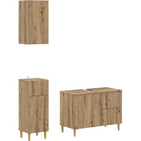 Maison Exclusive - Set di armadietti da bagno in 3 pezzi DELFT Rovere Artigianale (1/5)