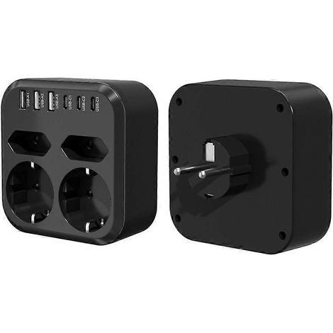 Multiprise 10 en 1 de 3 500 W avec prise européenne, 4 prises secteur, 6 ports USB, charge rapide 17 W et 7 fonctions de sécurité domestique - JBMEDIA (1/4)