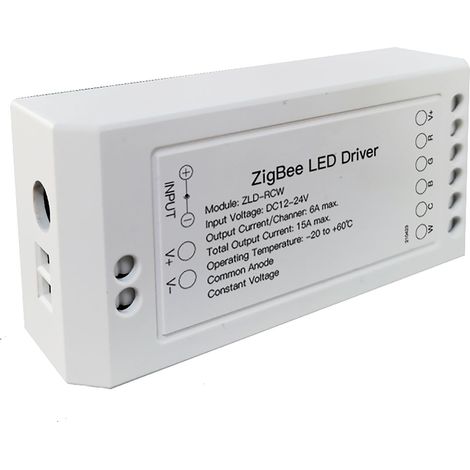 Centralina Led Controller, 6A/Canali, ZigBee 3.0, RGB+CCT, Max 12V e 24V, 15A, 2X100W, TUYA, Smart Life, 100X45X35mm, IP20