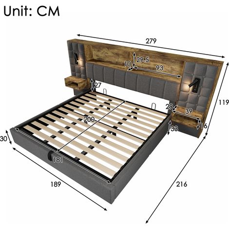 Couchtisch aus Stoff in Grau 216 x 279 x 119 cm HOMAIRE (1/5)