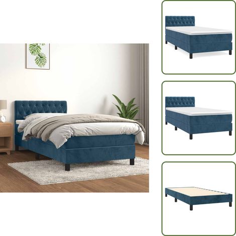Boxspringbett mit Matratze Dunkelblau 90x200 cm Samt - Boxspringbett - Samtbett - Doppelbett - Schlafraum - Schlafzimmer (1/5)