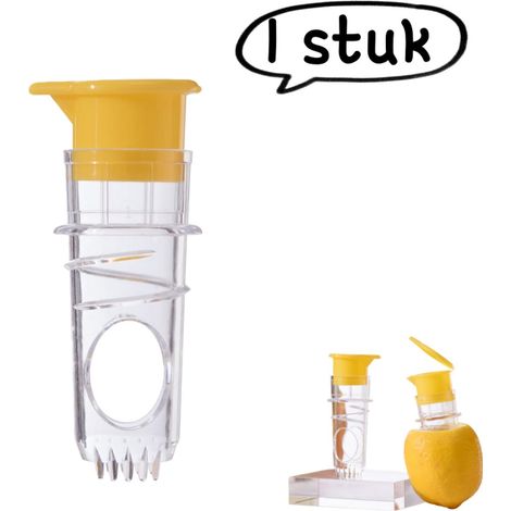 Presse-citron manuel (1 pièce) - avec bouchon à vis, plastique facile à nettoyer, pour un jus frais - jaune (1/5)